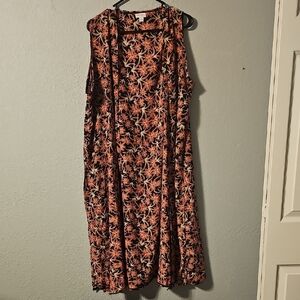 LuLaRoe Floral Vest - Black and Orange